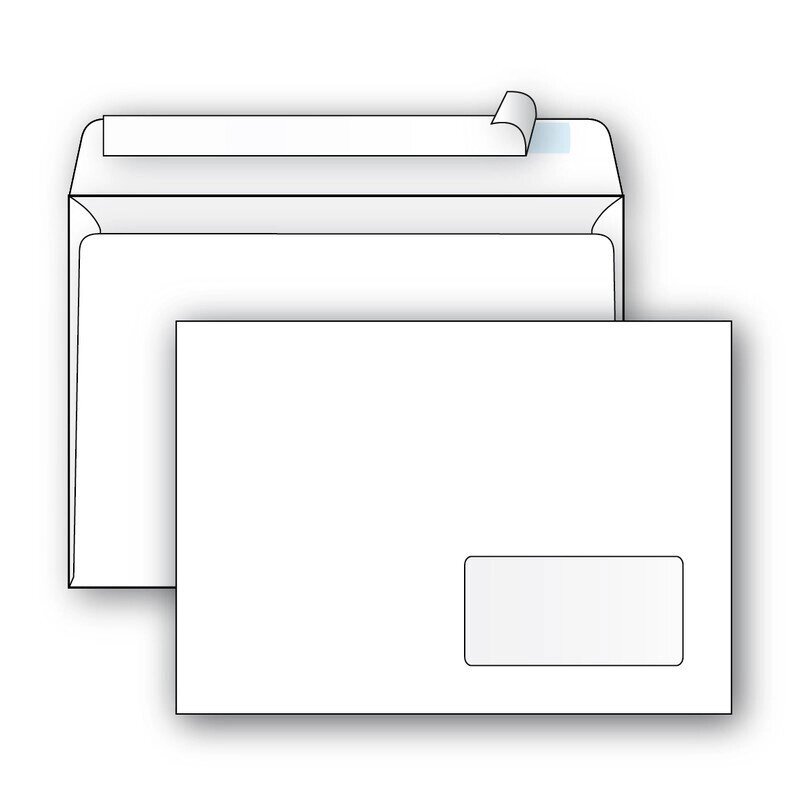 Конверт почтовый Ecopost С5 (162x229 мм) белый удаляемая лента правое окно (1000 штук в упаковке) от компании Арсенал ОПТ - фото 1