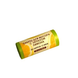 Мешки для мусора на 30 литров Знак качества желтые с ароматом лимона (12 мкм, в рулоне 30 штук 50x60 см)
