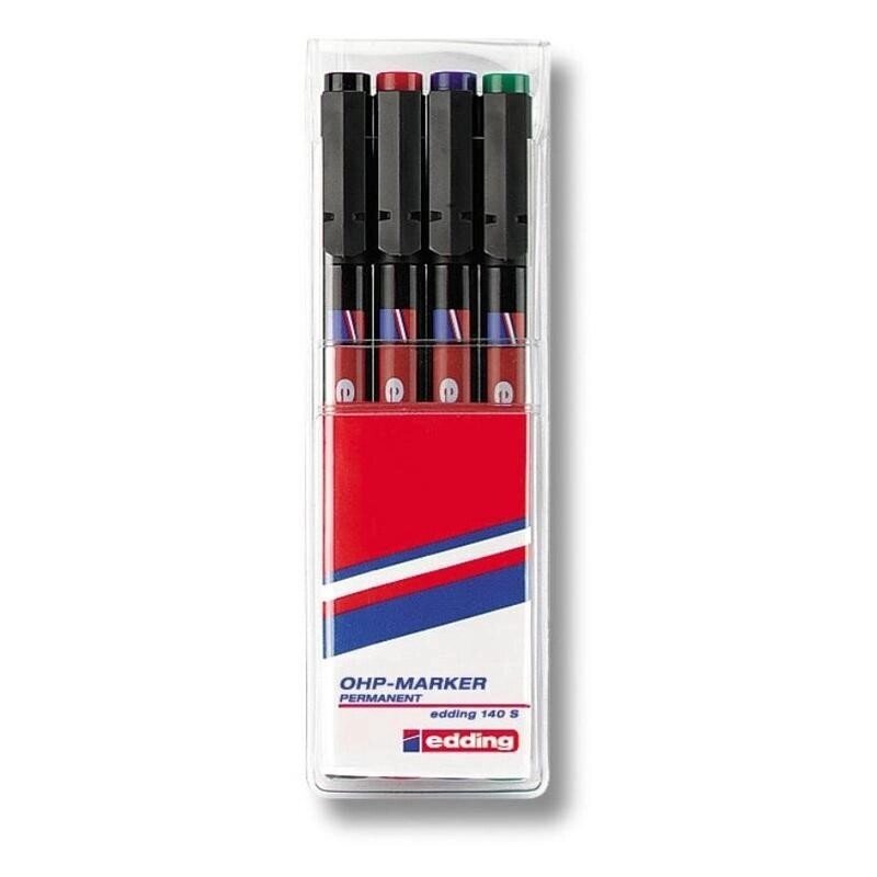Набор маркеров для пленок и глянцевых поверхностей Edding E-140 S/4 4 цвета (толщина линии 0.3 мм) от компании Арсенал ОПТ - фото 1