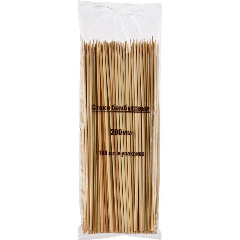 Набор шампуров бамбуковых длина 20 см 100 штук в упаковке от компании Арсенал ОПТ - фото 1