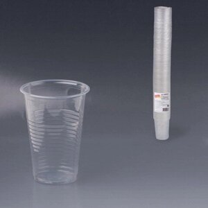 Одноразовые стаканы ЛАЙМА Бюджет, комплект 100 шт., пластиковые, 0,2 л, прозрачные, ПП, холодное/горячее