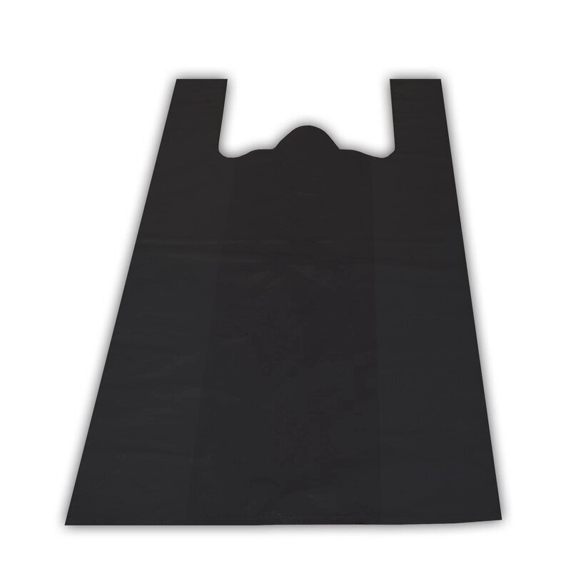 Пакет-майка ПНД черный 15 мкм (38+20х68 см, 100 штук в упаковке) от компании Арсенал ОПТ - фото 1