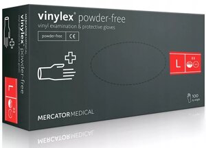 Перчатки виниловые MERCATORMEDICAL Vinylex PF с РУ размеры в ассортименте
