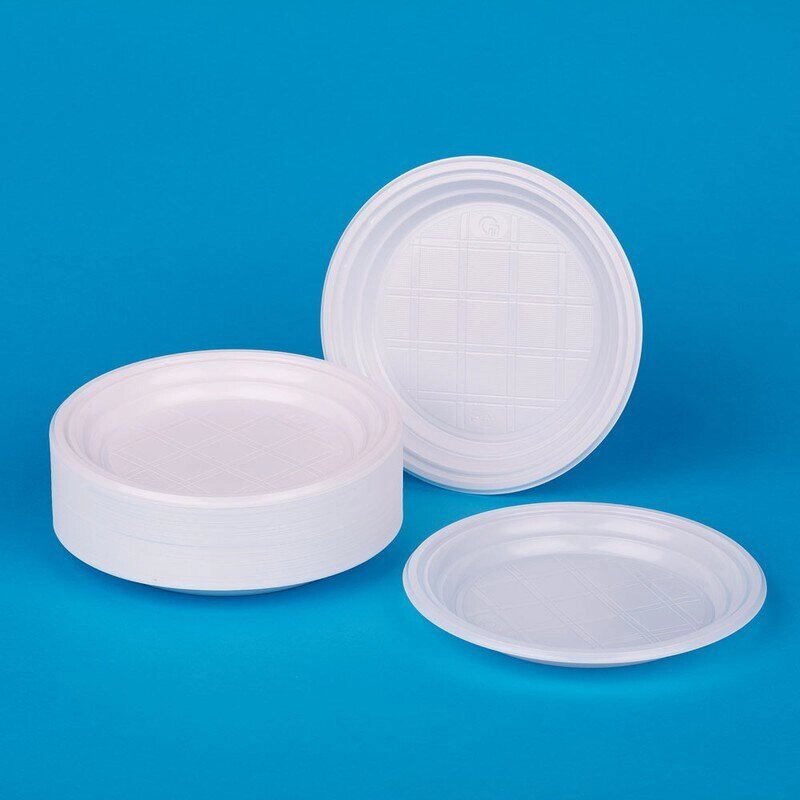 Тарелка одноразовая ПИК пластиковая белая 170 мм 100 штук в упаковке - опт