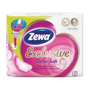 Бумага туалетная Zewa Exclusive 4-слойная белая (4 рулона в упаковке)