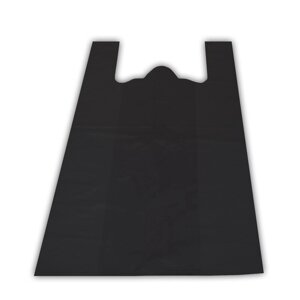 Пакет-майка ПНД черный 15 мкм (38+20х68 см, 100 штук в упаковке)