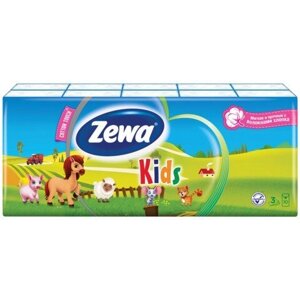 Платки носовые ZEWA Kids, 3-х слойные, 10 шт. х (спайка 10 пачек), 51122