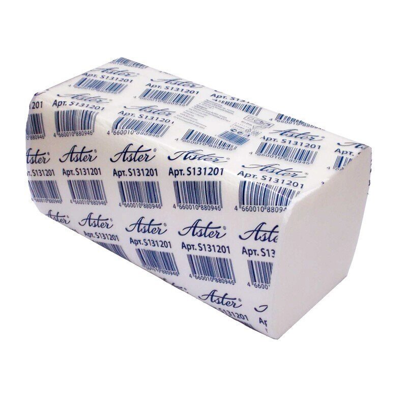 Полотенца бумажные листовые Aster Pro S131201 V-сложения 2-слойные 20 пачек по 200 листов от компании Арсенал ОПТ - фото 1