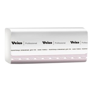 Полотенца бумажные листовые Veiro F2 Premium KW309 W-сложения 2-слойные 21 пачка по 150 листов