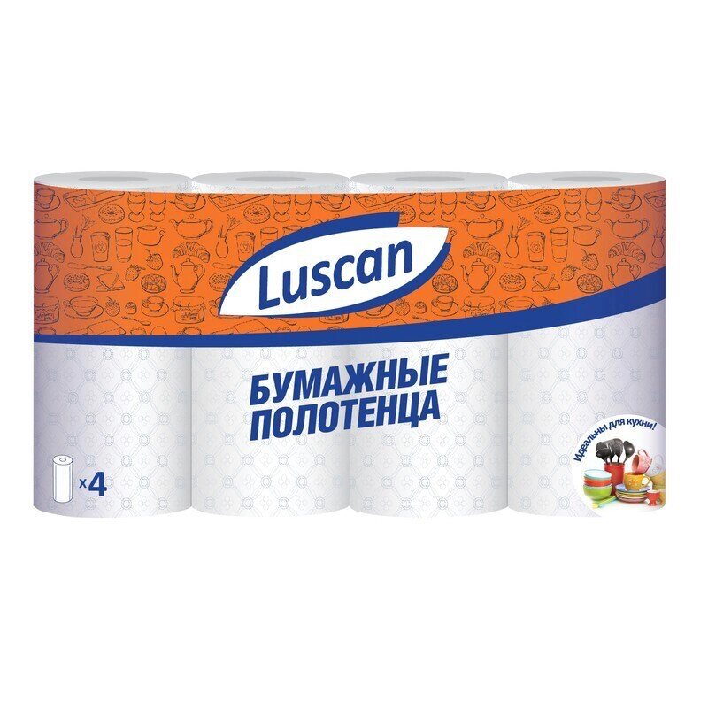 Полотенца бумажные Luscan с тиснением двухслойные (4 рулона по 12.5 метра) от компании Арсенал ОПТ - фото 1