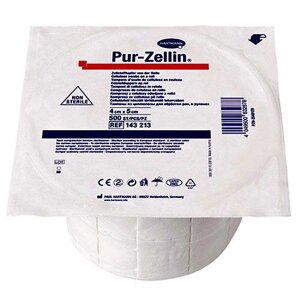 PUR-ZELLIN steril (1432530) Тампоны-подушечки из креп. бумаги стерильные 4 х 5 см; 1 х 500 шт