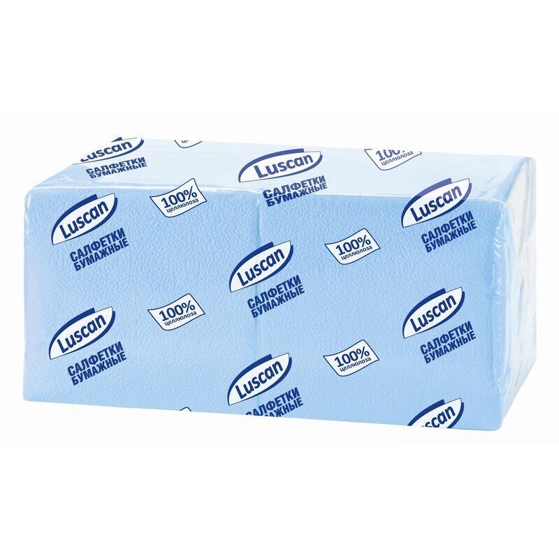 Салфетки бумажные Luscan Profi Pack 1-слойные (24x24 см, пастель, голубые, 400 штук в упаковке) от компании Арсенал ОПТ - фото 1