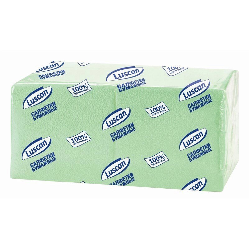 Салфетки бумажные Luscan Profi Pack 1-слойные (24x24 см, пастель, зеленые, 400 штук в упаковке) от компании Арсенал ОПТ - фото 1