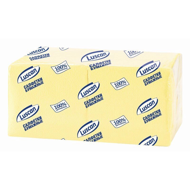Салфетки бумажные Luscan Profi Pack 1-слойные (24x24 см, пастель, желтые, 400 штук в упаковке) от компании Арсенал ОПТ - фото 1