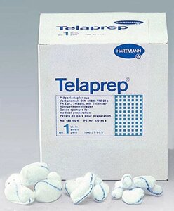 TELAPREP - тампоны с р/контрастной нитью плотноскрученные стер. 1 (мал. 30х20шт. (4502000)