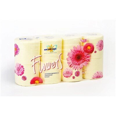 Туалетная бумага Мягкий знак - Flowers цветная аромат 2-сл 8рул х7 от компании Арсенал ОПТ - фото 1
