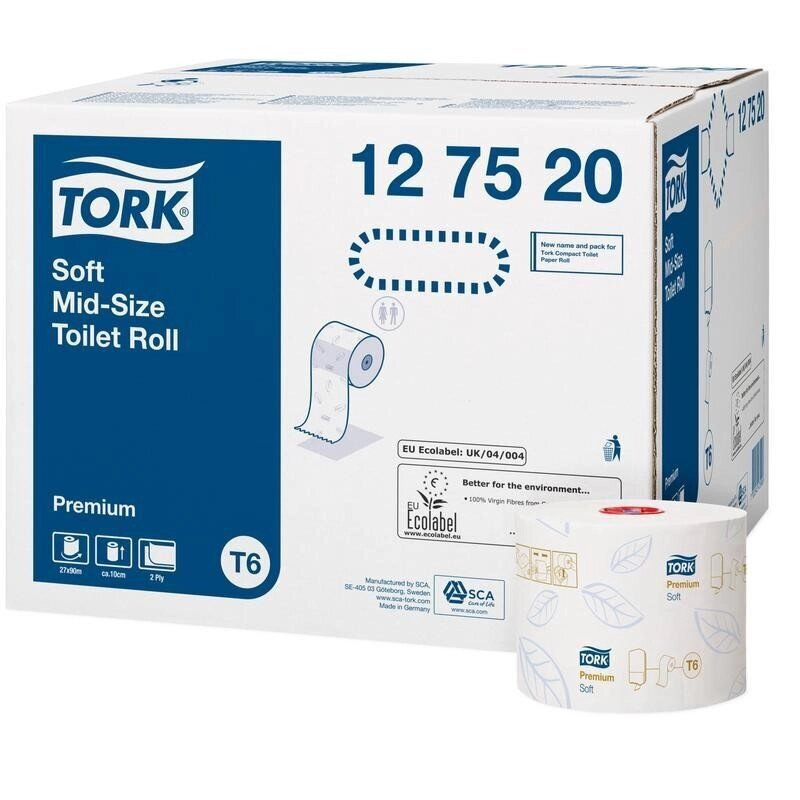 Туалетная бумага в рулонах Tork Premium Т6 127520 2-слойная 27 рулонов по 90 метров от компании Арсенал ОПТ - фото 1