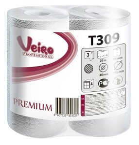 VEIRO Professional Premium арт Т309 Туалетная бумага белая 3-х сл 8рул 20м х6