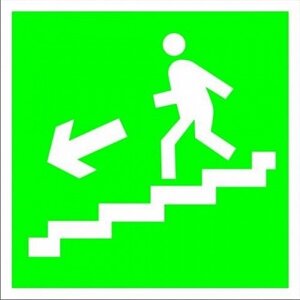 Знак Эксклюзив E14 Направление к эвакуационному выходу по лестнице вниз (размер 200х200) лев.