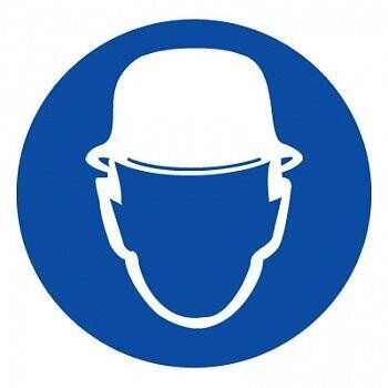 Знак Эксклюзив M02 Работать в защитной каске (шлеме) (размер 200х200) фотолюминесцентный от компании Арсенал ОПТ - фото 1