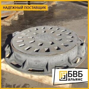 Люк чугунный (плавающий) с шарниром с замком ВЧШГ 860x860x210 мм ГОСТ 3634-99 тип Т, крышка 695 мм, 88 кг, нагрузка 40т