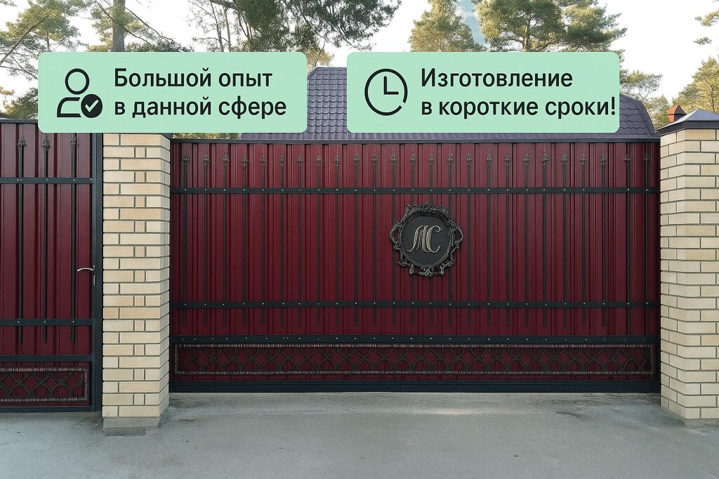Калитка и ворота кованые откатные 10-2 от компании ОНИКС - фото 1