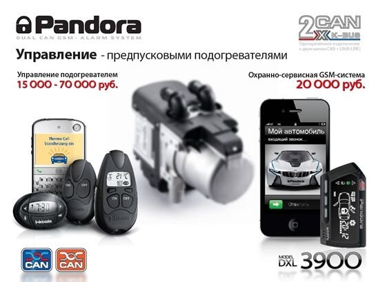 Управление предпусковым подогревателем сигнализация Pandora / Пандора