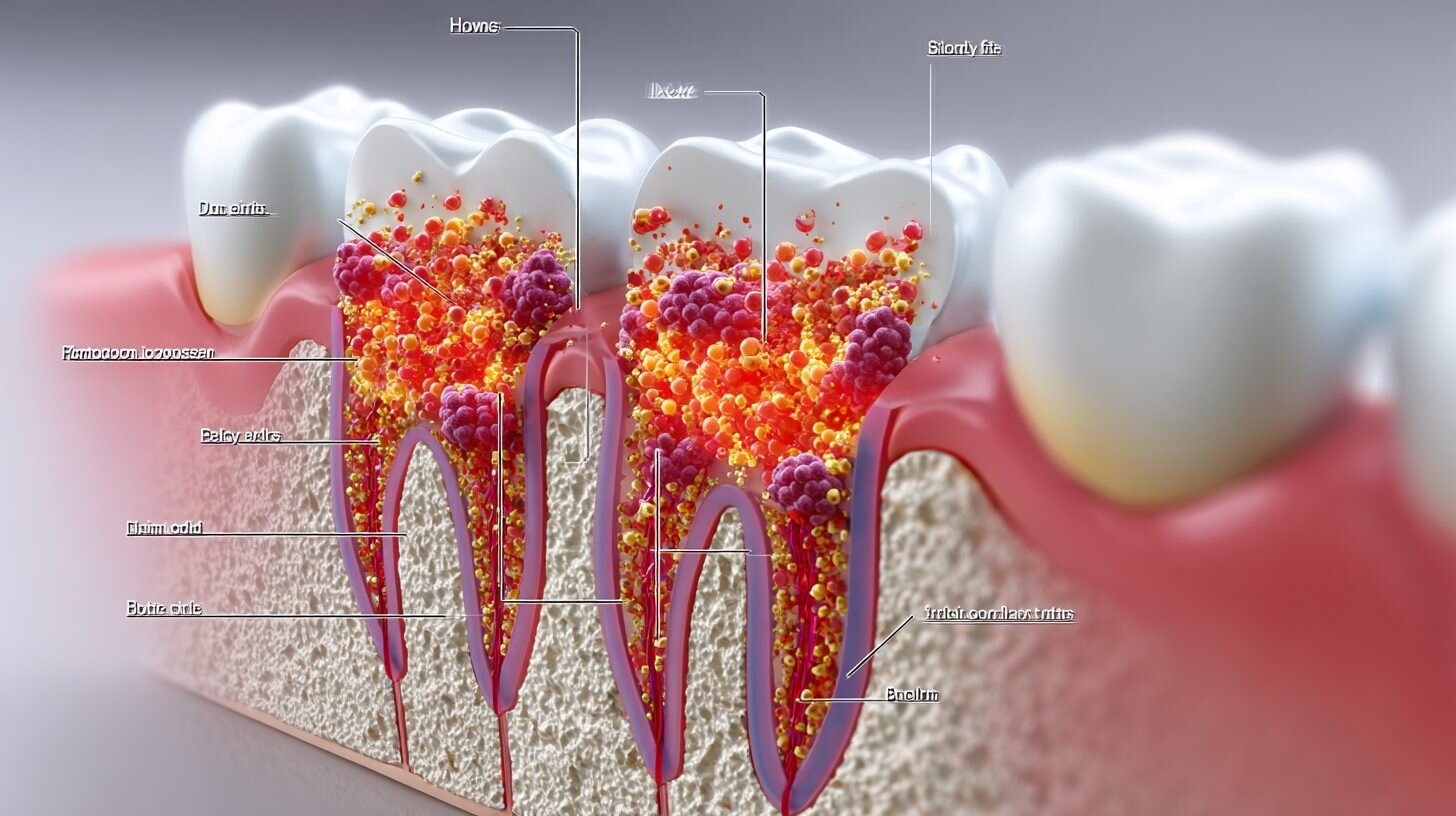 Схема воспаления десен при пародонтите