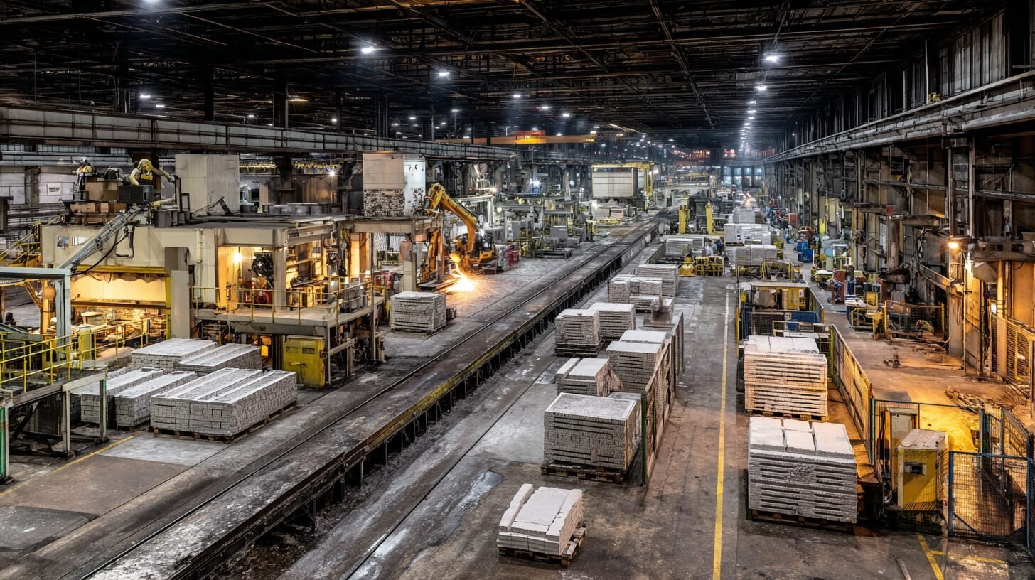 Линия производства блоков ФБС на заводе