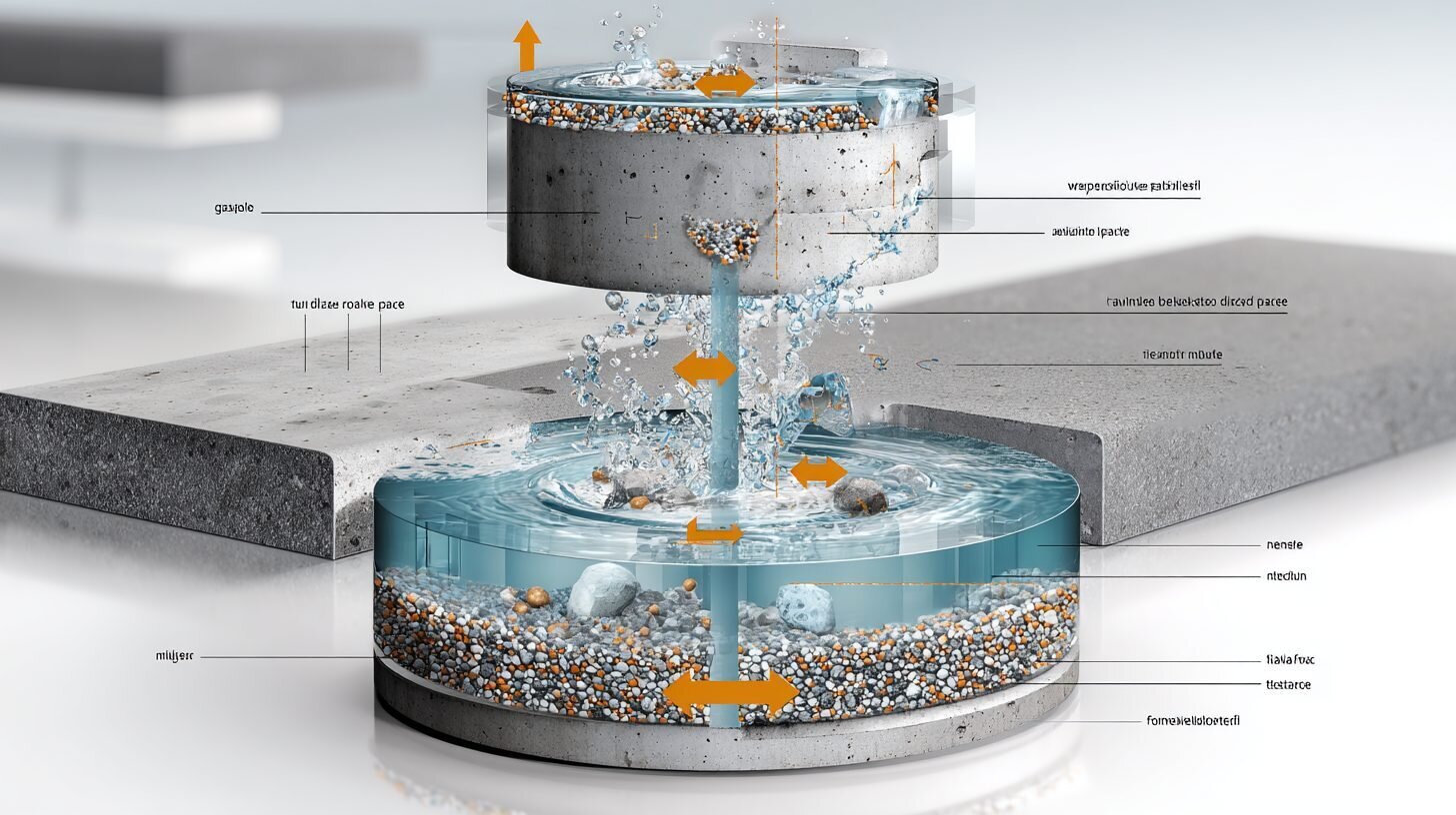 Схема водоотделения в бетонной смеси