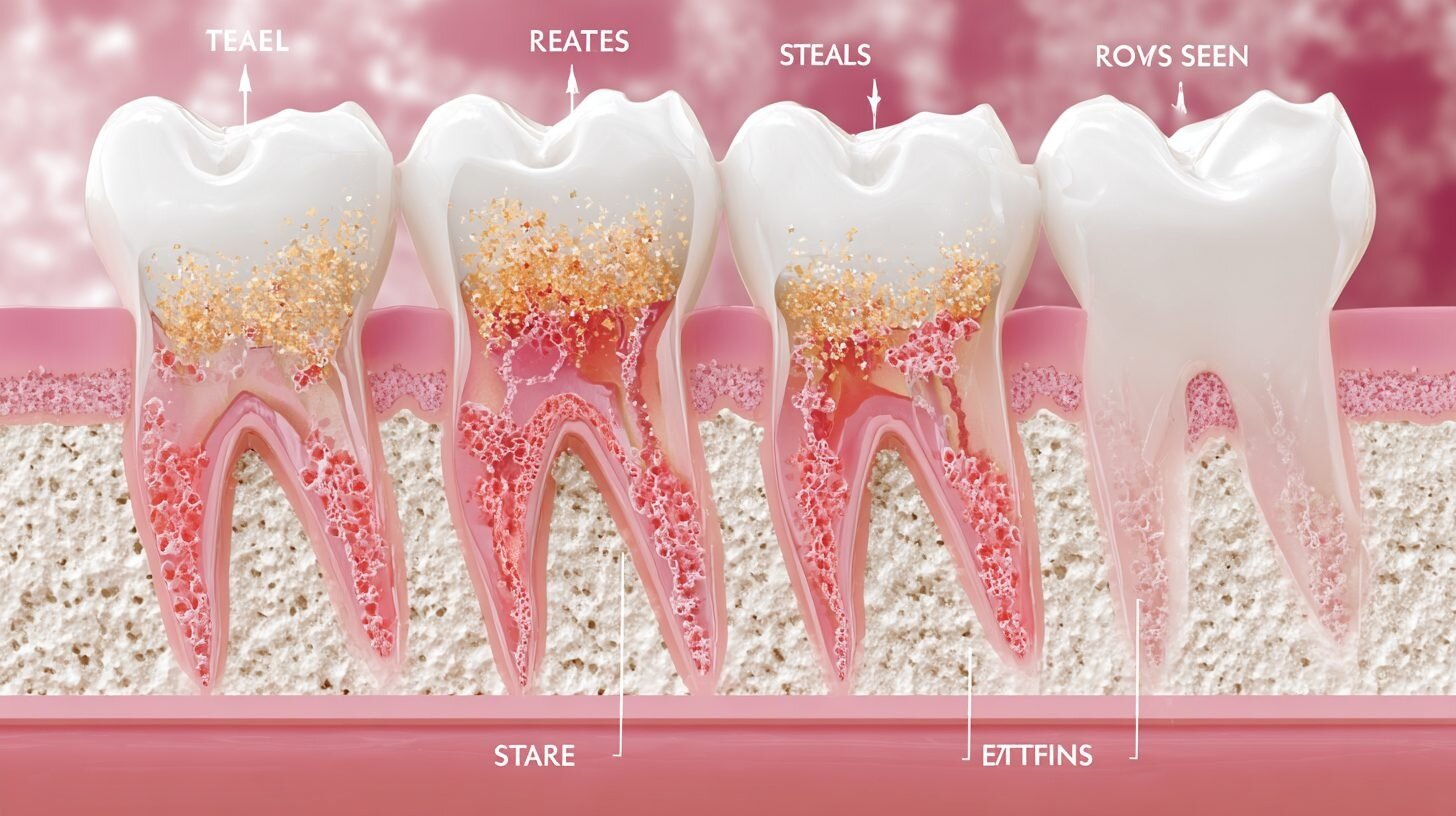 Схема атрофии десен при пародонтозе