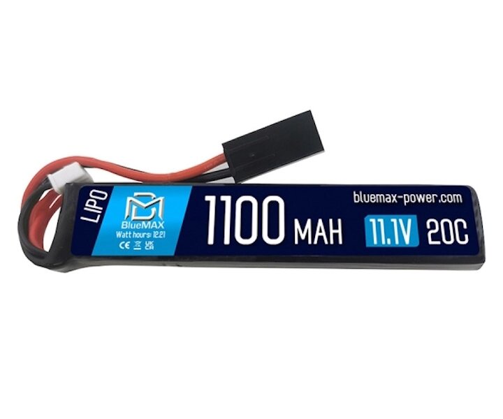 Аккумулятор BlueMAX Li-Po 11.1V 1100mah 20C Stick, 102x21x14 мм от компании Интернет-магазин Pnevmat24 - фото 1