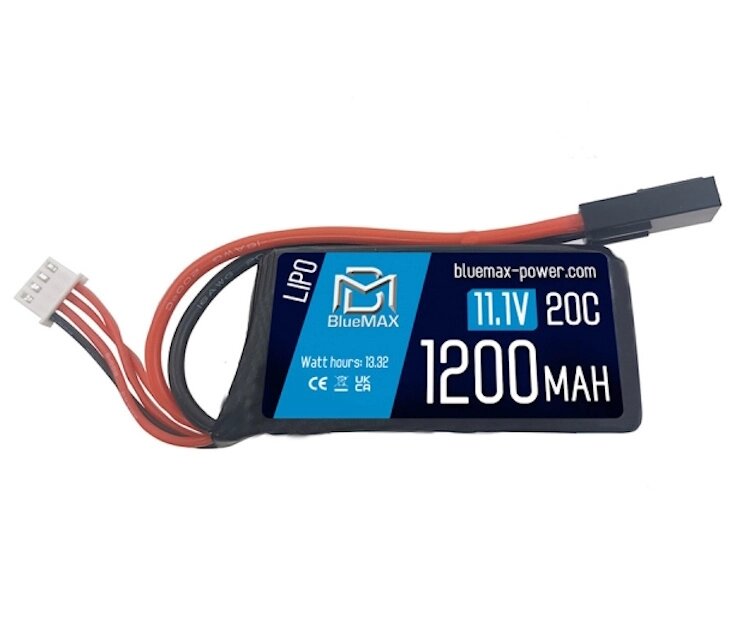 Аккумулятор BlueMAX Li-Po 11.1V 1200mah 20C PEQ/AN-15, 70x35x18,5 мм от компании Интернет-магазин Pnevmat24 - фото 1