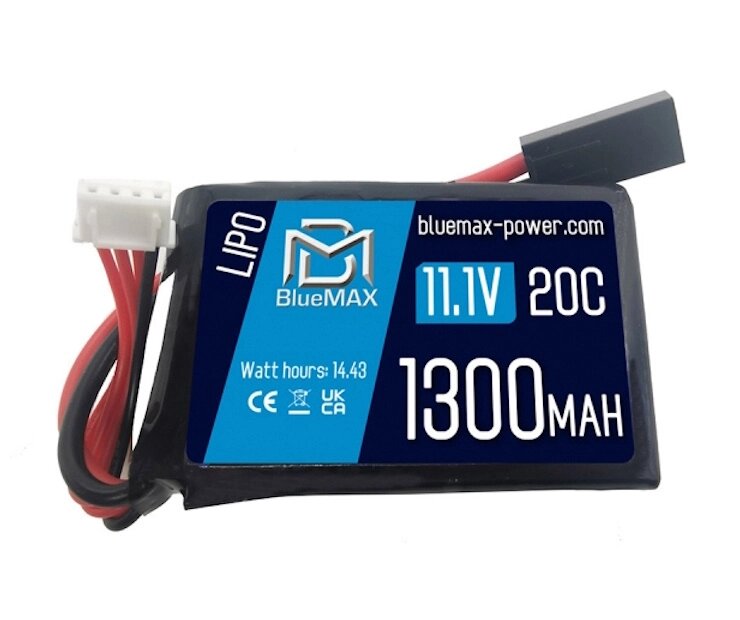 Аккумулятор BlueMAX Li-Po 11.1V 1300mah 20C PEQ/AN-15, 65x43x17 мм от компании Интернет-магазин Pnevmat24 - фото 1