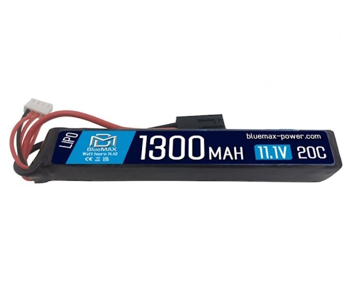 Аккумулятор BlueMAX Li-Po 11.1V 1300mah 20C Stick, 128x21x20 мм от компании Интернет-магазин Pnevmat24 - фото 1