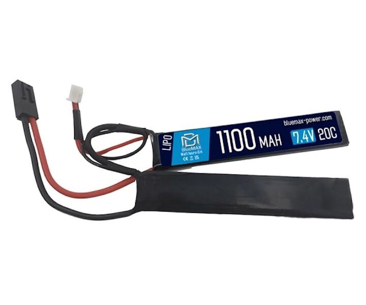 Аккумулятор BlueMAX Li-Po 7.4V 1100mah 20C Nunchuck, 2x (102x21x5) мм от компании Интернет-магазин Pnevmat24 - фото 1