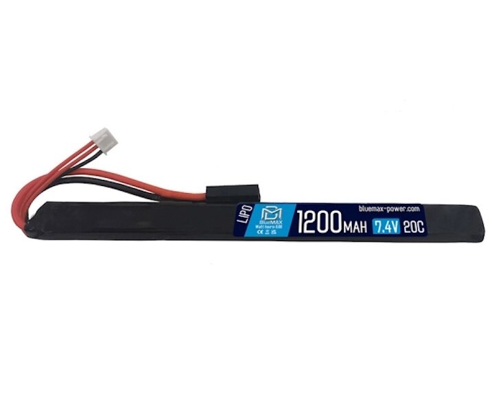 Аккумулятор BlueMAX Li-Po 7.4V 1200mah 20C Stick, 185x17x12 мм от компании Интернет-магазин Pnevmat24 - фото 1