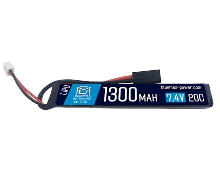 Аккумулятор BlueMAX Li-Po 7.4V 1300mah 20C Stick, 128x21x14 мм от компании Интернет-магазин Pnevmat24 - фото 1