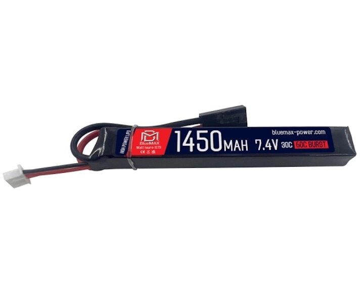 Аккумулятор BlueMAX Li-Po 7.4V 1450mah 30C Stick, 115x17x15 мм от компании Интернет-магазин Pnevmat24 - фото 1