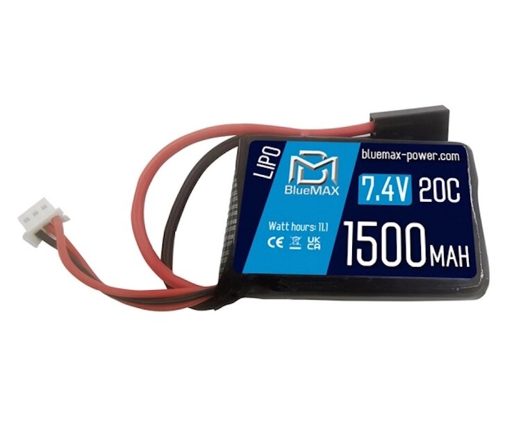 Аккумулятор BlueMAX Li-Po 7.4V 1500mah 20C PEQ/AN-15, 65x43x16 мм от компании Интернет-магазин Pnevmat24 - фото 1