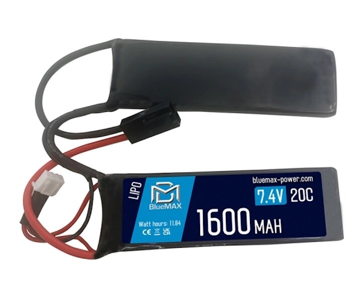 Аккумулятор BlueMAX Li-Po 7.4V 1600mah 20C Nunchuck, 2x (94x30x7) мм от компании Интернет-магазин Pnevmat24 - фото 1