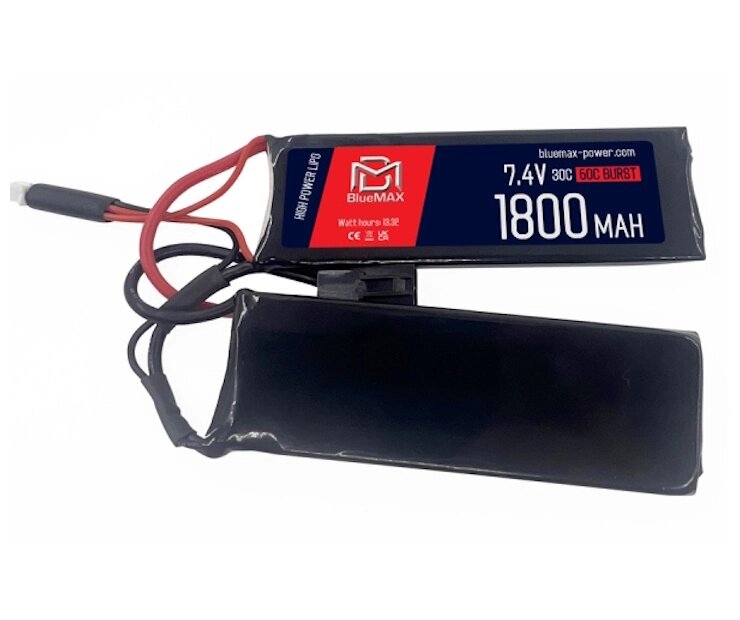 Аккумулятор BlueMAX Li-Po 7.4V 1800mah 30C Nunchuck, 2x (103x34x7) мм от компании Интернет-магазин Pnevmat24 - фото 1