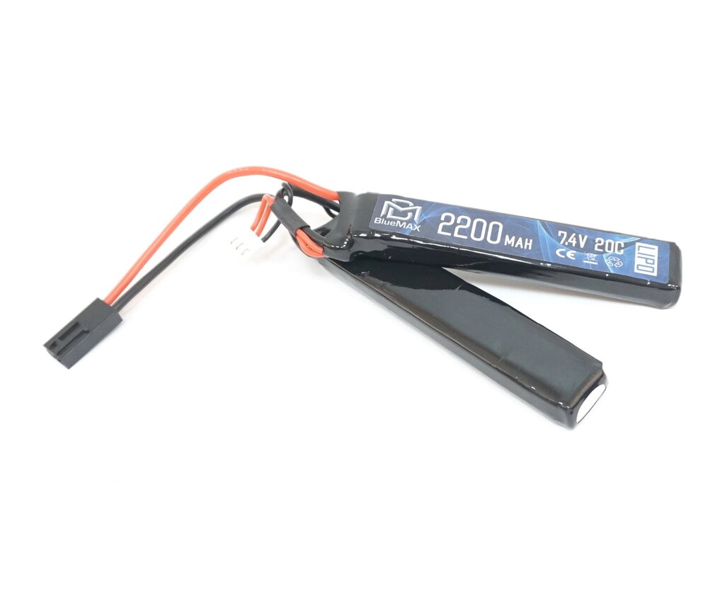 Аккумулятор BlueMAX Li-Po 7.4V 2200mah 15C Nunchuck, 2x (102x20x12) мм от компании Интернет-магазин Pnevmat24 - фото 1