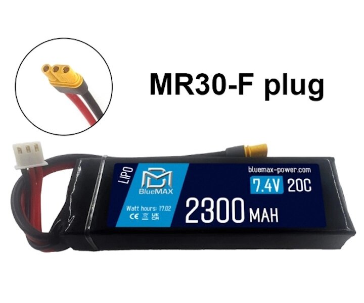 Аккумулятор BlueMAX Li-Po 7.4V 2300mah 20C MR30-F для Marui MP15 от компании Интернет-магазин Pnevmat24 - фото 1