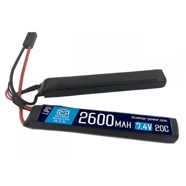 Аккумулятор BlueMAX Li-Po 7.4V 2600mah 20C Nunchuck, 2x (128x21x12) мм от компании Интернет-магазин Pnevmat24 - фото 1