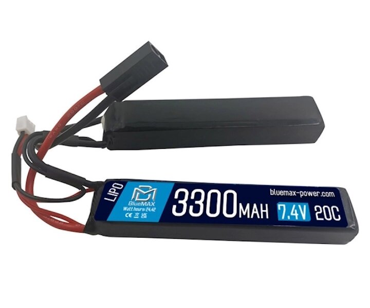 Аккумулятор BlueMAX Li-Po 7.4V 3300mah 30C Nunchuck, 2x (128x21x19) мм от компании Интернет-магазин Pnevmat24 - фото 1