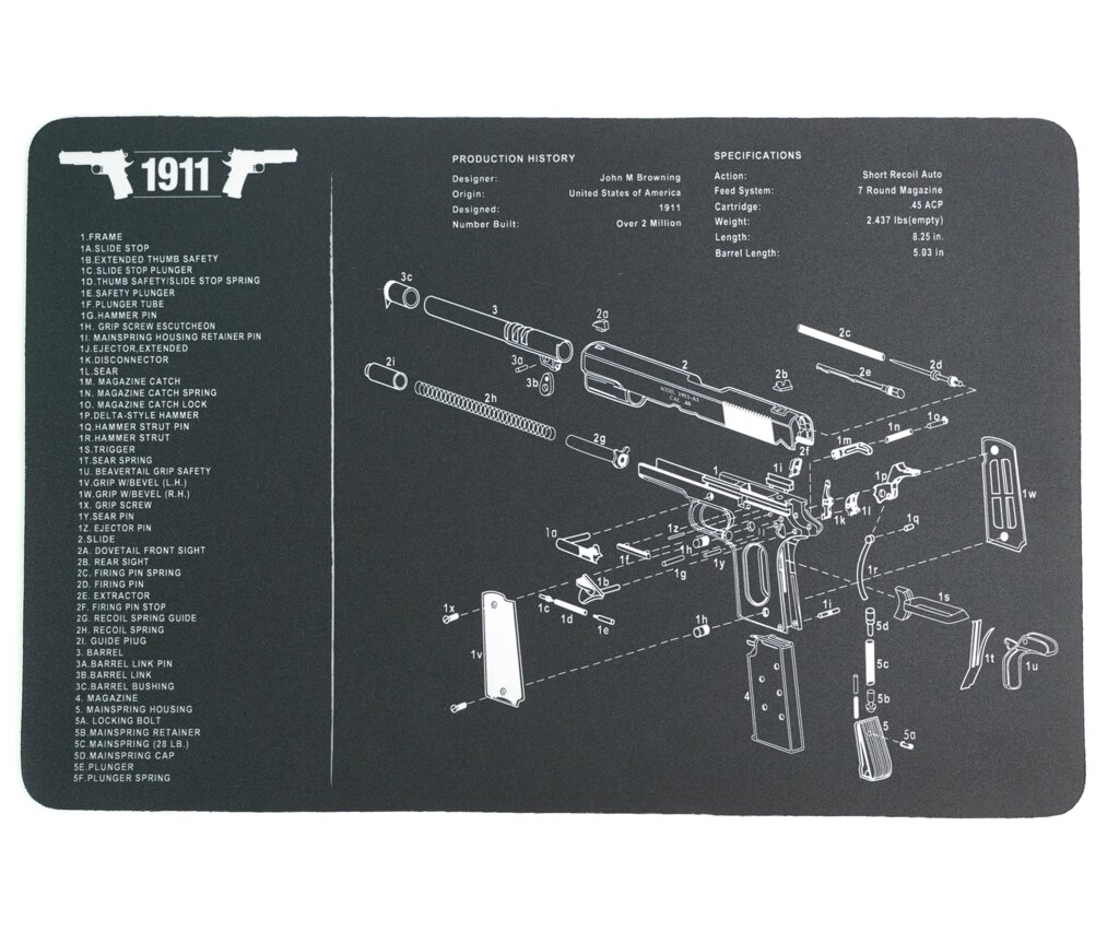 Коврик для чистки оружия Colt 1911, 42,5х28 см от компании Интернет-магазин Pnevmat24 - фото 1