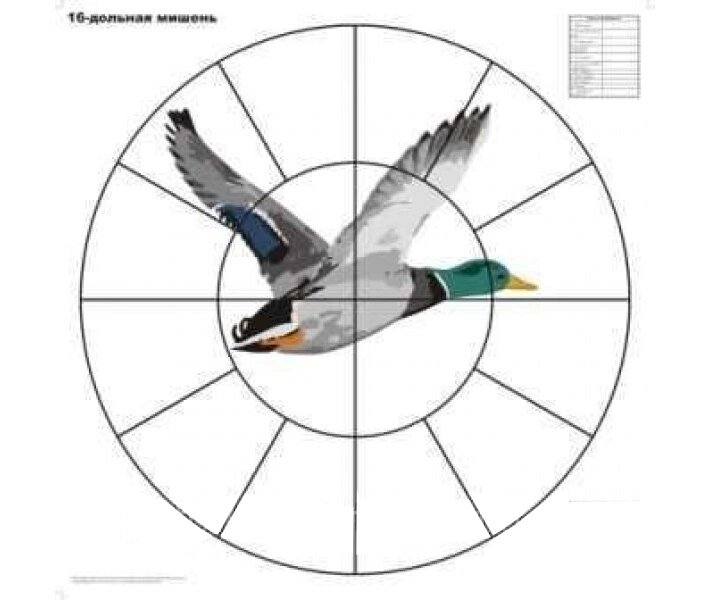 Мишень для пристрелки дробовых ружей 16-дольная «Селезень», 800x800 мм (100 штук) от компании Интернет-магазин Pnevmat24 - фото 1