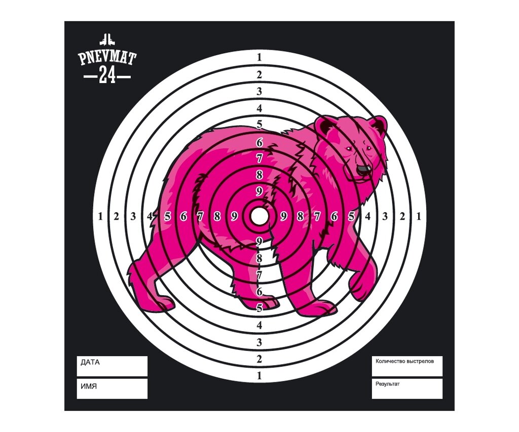 Мишени для пневматики Pnevmat24 «Медведь», 140x140 мм (50 штук) от компании Интернет-магазин Pnevmat24 - фото 1