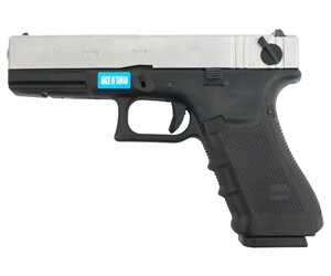 Страйкбольный пистолет WE Glock-18 Gen. 4 Silver, сменные накладки (WE-G002B-SV)